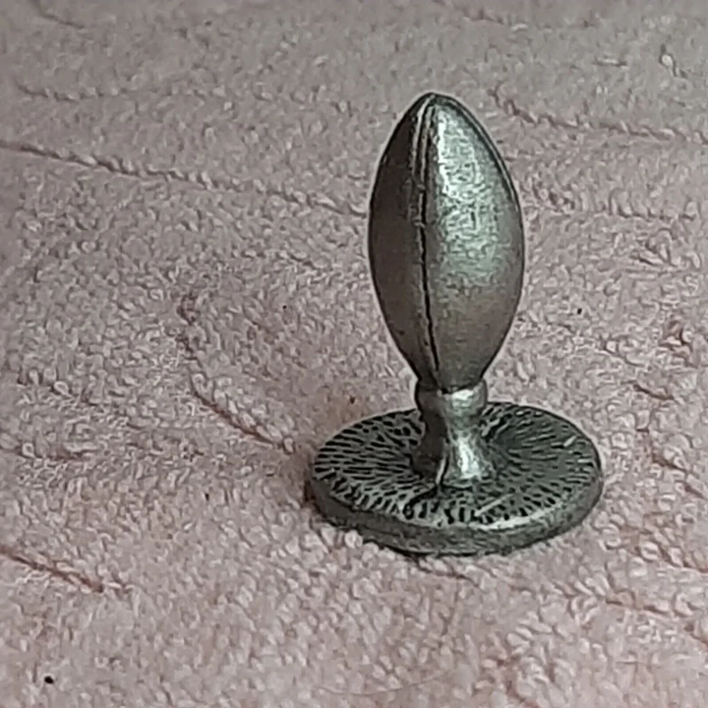 Vintage Pewter Mini Figurine - Football Ball Standing on Grass